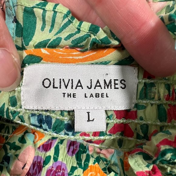 Olivia James the Label Lila Midi Dress Floral Print Meadow Mint Green Smocked L - Picture 6 of 16